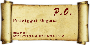 Privigyei Orgona névjegykártya